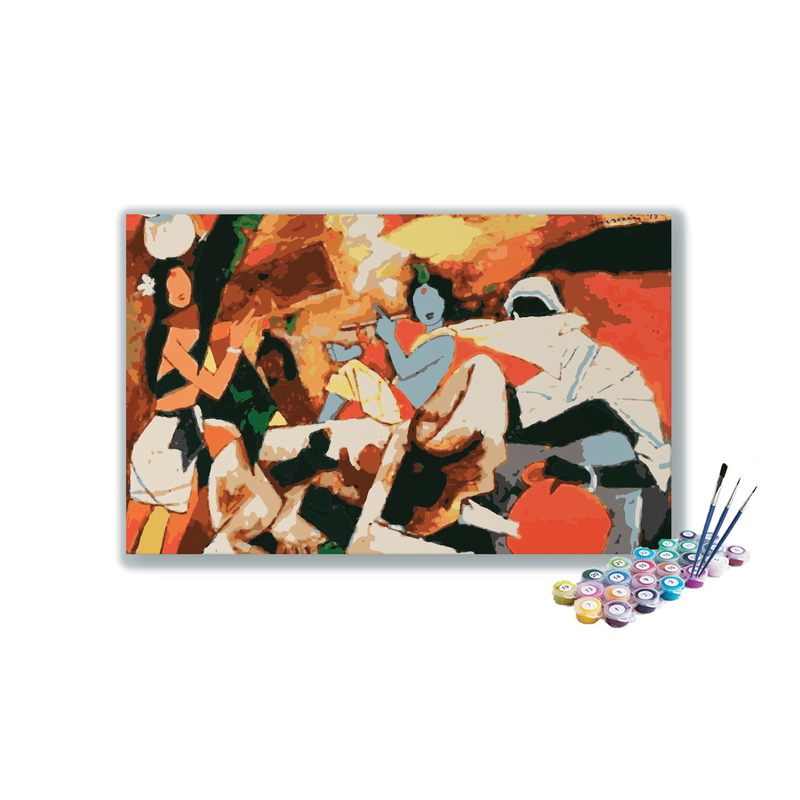 Five Horses By MF Husain paint by numbers
