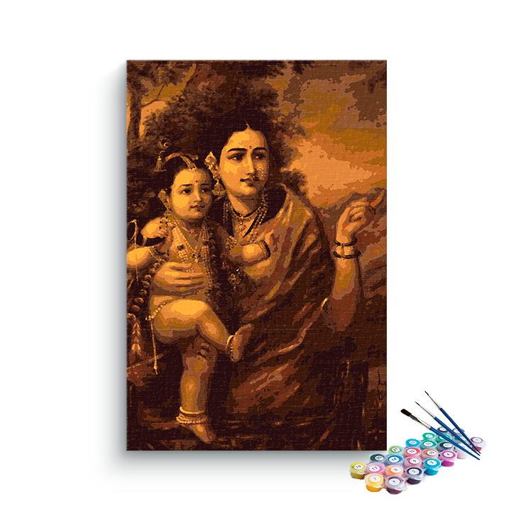 Yashodha and Krishna by raja ravi varma paint by numbers