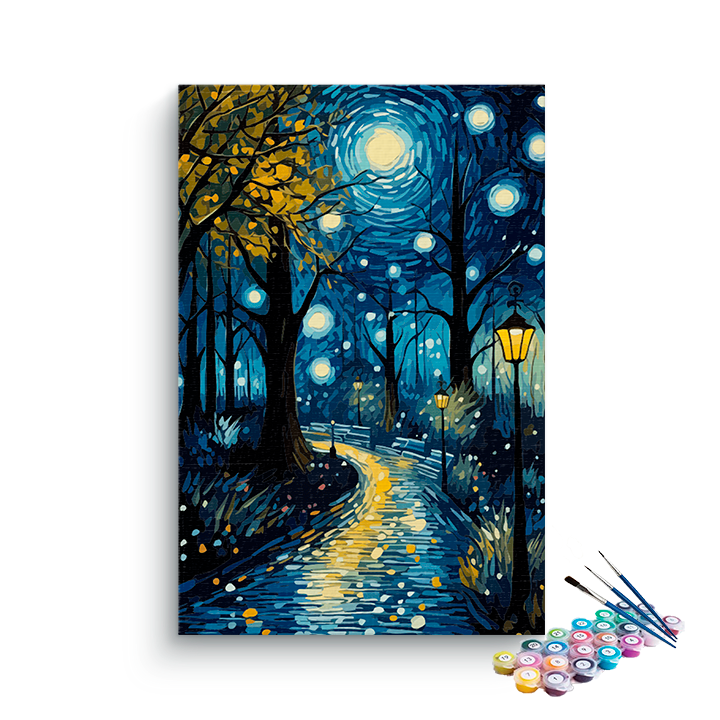 DIY Painting Kit -Enchanted Forest Path by Moonlight Paint by Numbers Kit