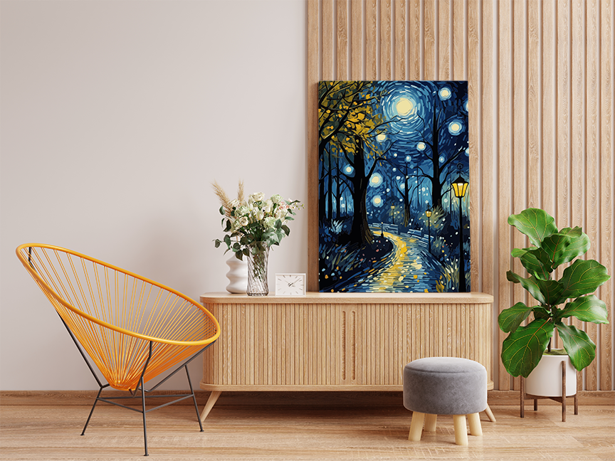 DIY Paint by numbers kit - Enchanted Forest Path by Moonlight Paint by Numbers Kit