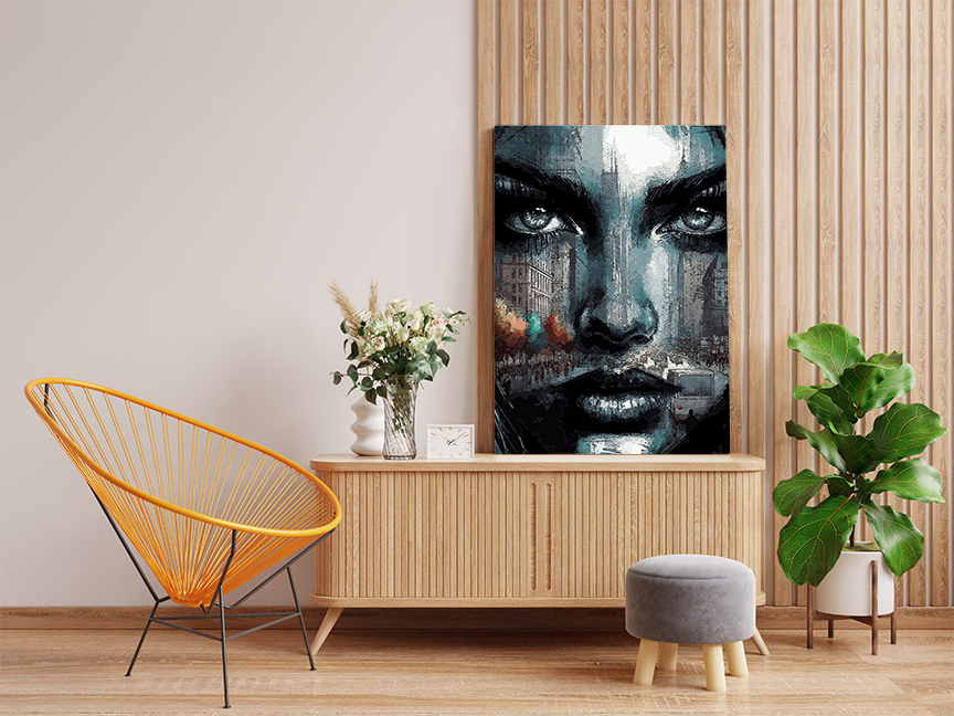 DIY Paint by numbers kit - Urban Soul Womans Face Over City Skyline Paint by Numbers Kit