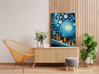 DIY Paint by numbers kit - Starry Bubble Night Over the Colorful Town Paint by Numbers Kit