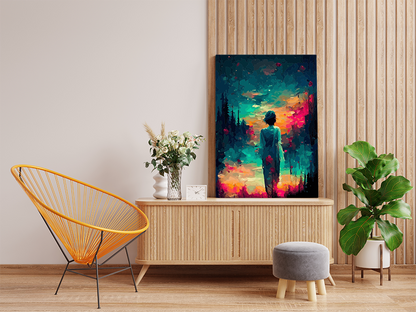DIY Paint by numbers kit - Woman Silhouette in the Neon Forest Night Paint by Numbers Kit