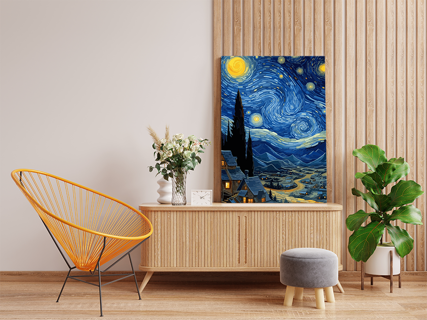 DIY Paint by numbers kit - Starry Night Village Van Gogh Reimagined Paint by Numbers Kit