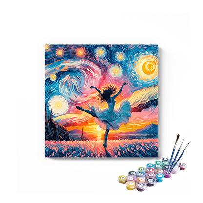 DIY Painting Kit -Ballerina at Sunset Van Gogh Sky Paint by Numbers Kit