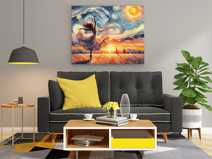 DIY Paint by numbers kit - Ballerina at Golden Sunset Van Gogh Sky Paint by Numbers Kit