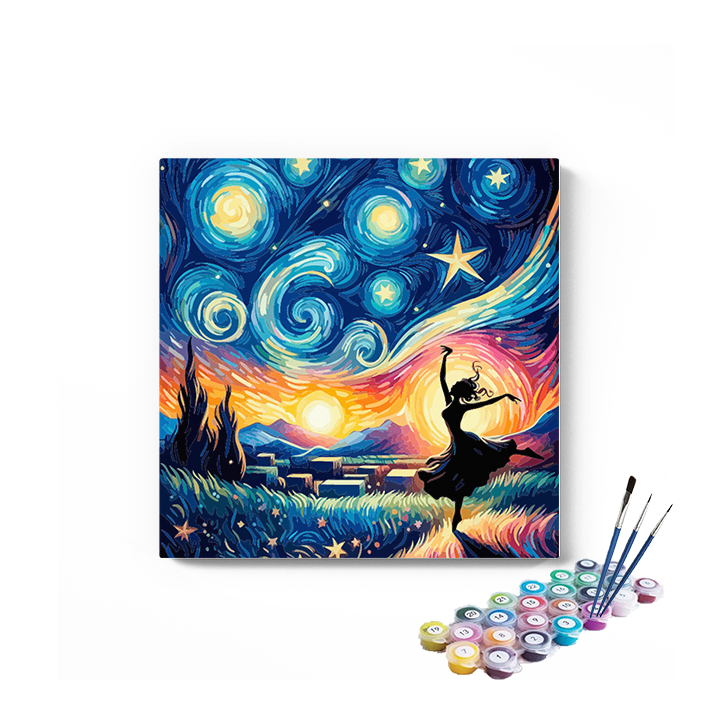 DIY Painting Kit -Dancing Silhouette Under the Starry Night Paint by Numbers Kit