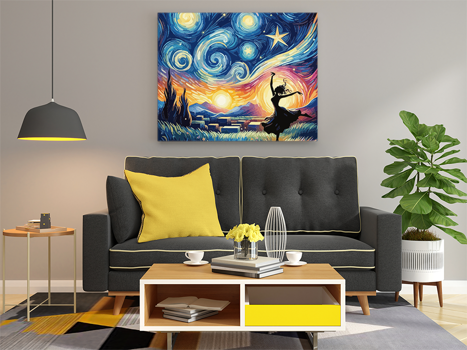 DIY Paint by numbers kit - Dancing Silhouette Under the Starry Night Paint by Numbers Kit