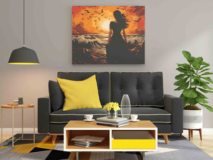 DIY Paint by numbers kit - Woman by the Sea at Fiery Sunset Paint by Numbers Kit