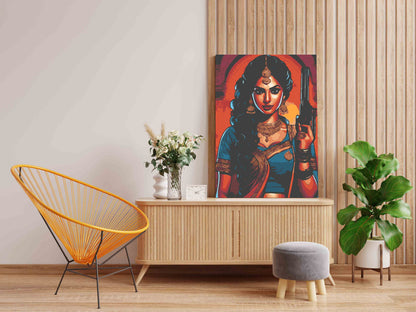 DIY Paint by numbers kit - Bold Indian Woman in Saree Pop Art Style Paint by Numbers Kit