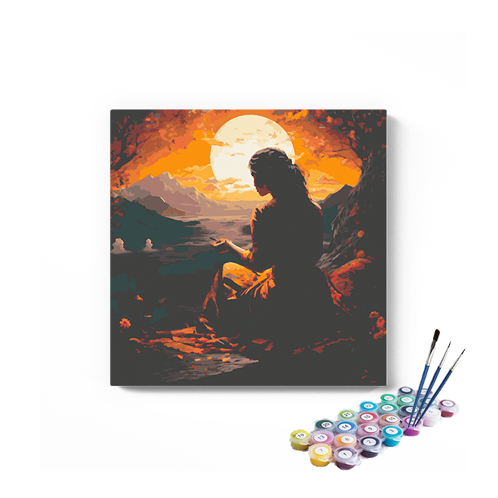 DIY Painting Kit -Solitary Soul Reading by the Moonlight Paint by Numbers Kit