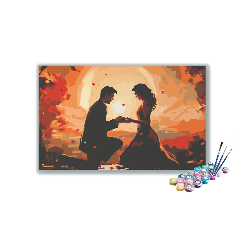 DIY Painting Kit -The Proposal Romantic Autumn Sunset Paint by Numbers Kit