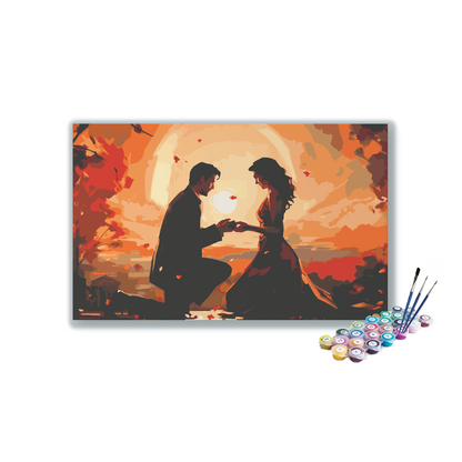 DIY Painting Kit -The Proposal Romantic Autumn Sunset Paint by Numbers Kit
