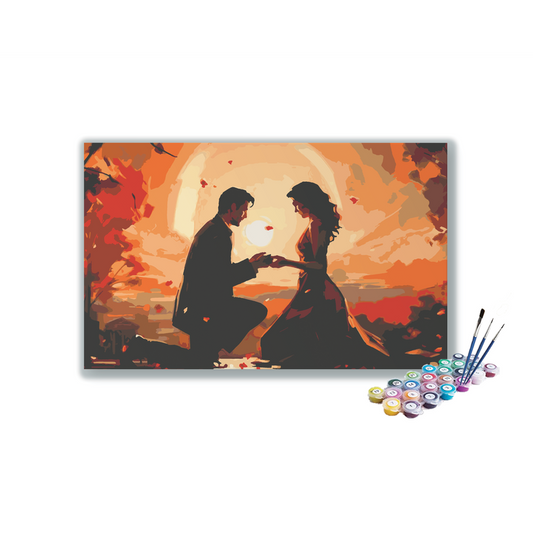 DIY Painting Kit -The Proposal Romantic Autumn Sunset Paint by Numbers Kit