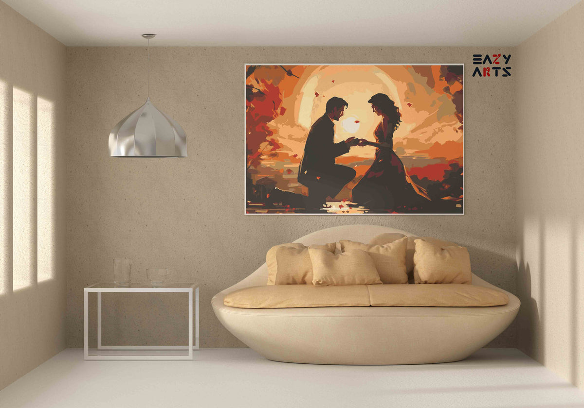 DIY Paint by numbers kit - The Proposal Romantic Autumn Sunset Paint by Numbers Kit