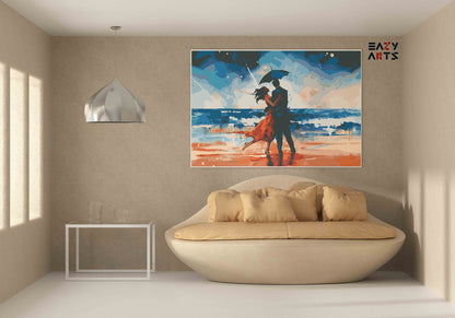 DIY Paint by numbers kit - Couple in the Rain Beachside Romance Paint by Numbers Kit