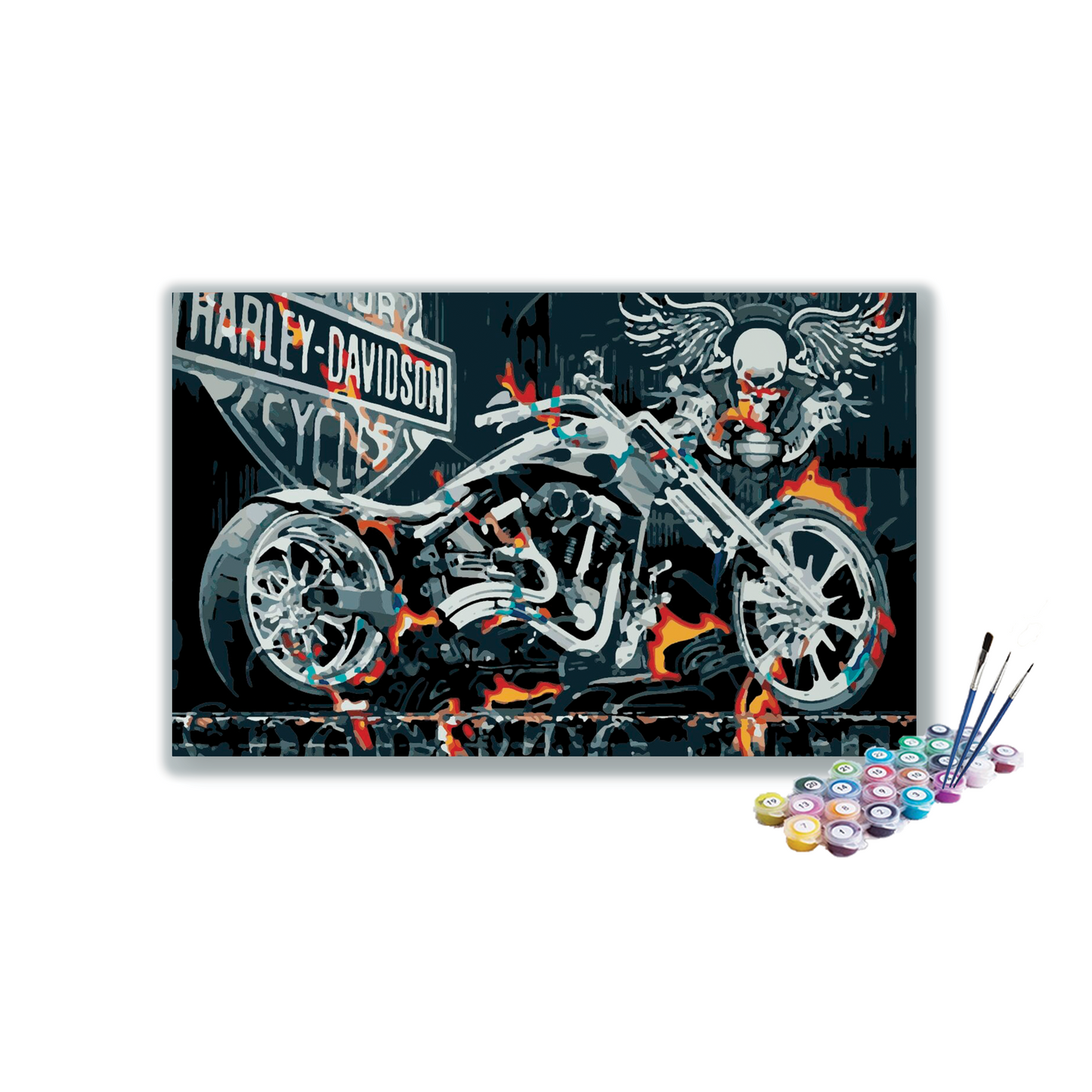 Harley Davidson Black Bike Paint By Numbers kit