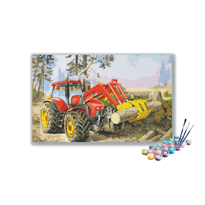 DIY Painting Kit -Rugged Farm Tractor in Action Paint by Numbers Kit