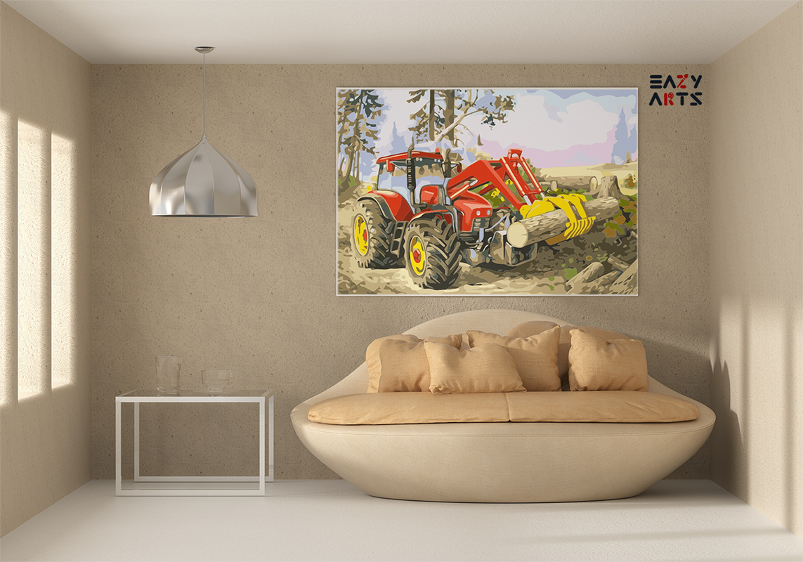 DIY Paint by numbers kit - Rugged Farm Tractor in Action Paint by Numbers Kit