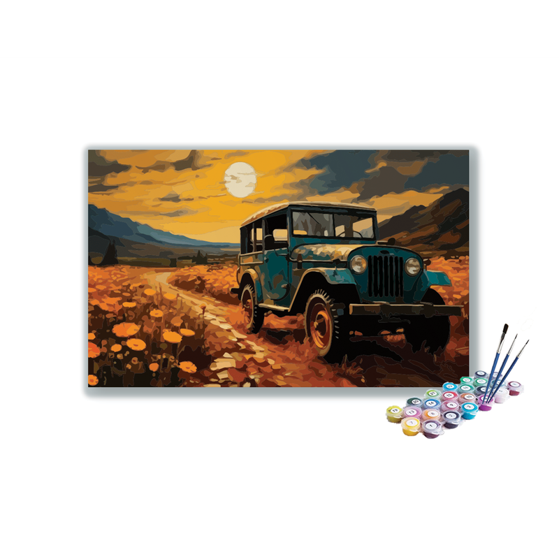DIY Painting Kit -Vintage Off-Road Adventure Jeep Paint by Numbers Kit