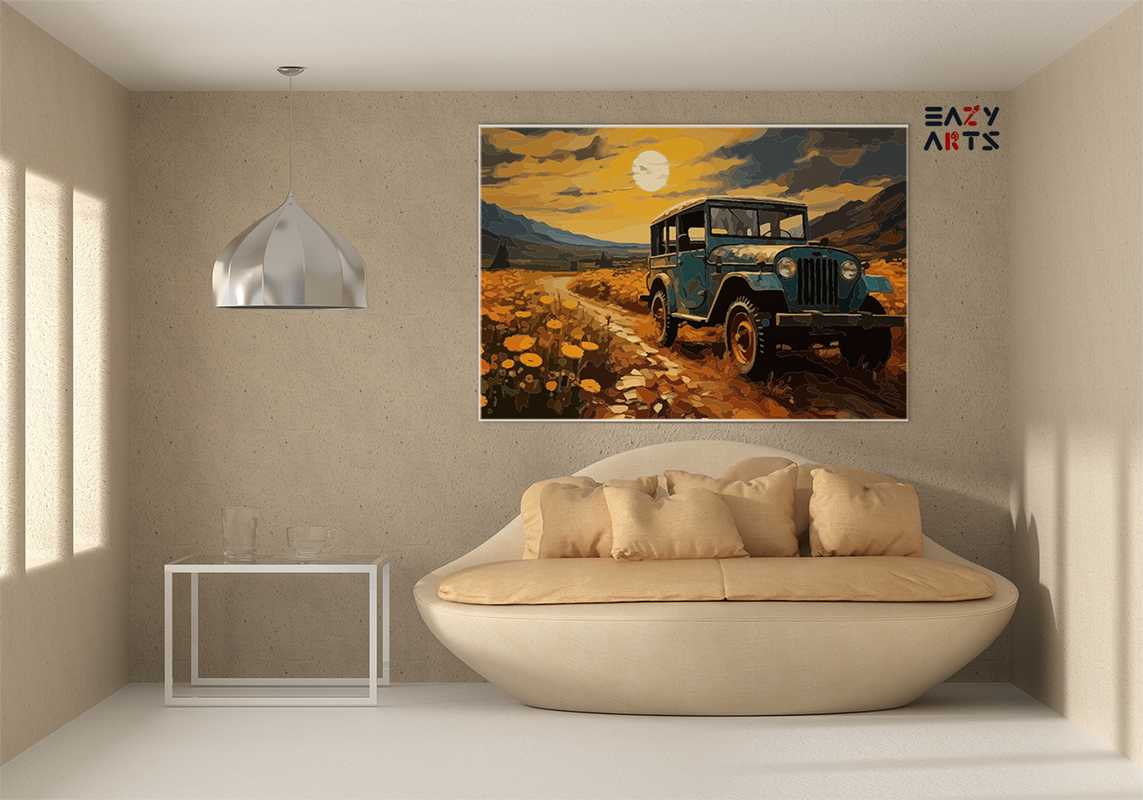 DIY Paint by numbers kit - Vintage Off-Road Adventure Jeep Paint by Numbers Kit