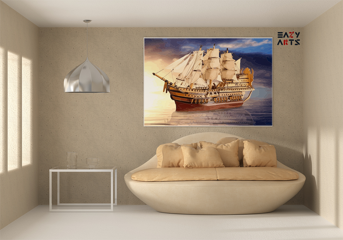 DIY Paint by numbers kit - Majestic Sailing Ship Paint by Numbers Kit