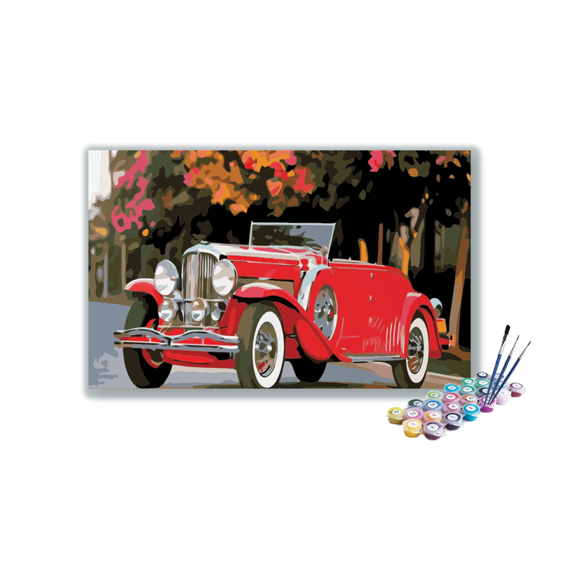DIY Painting Kit -Classic Red Roadster Paint by Numbers Kit
