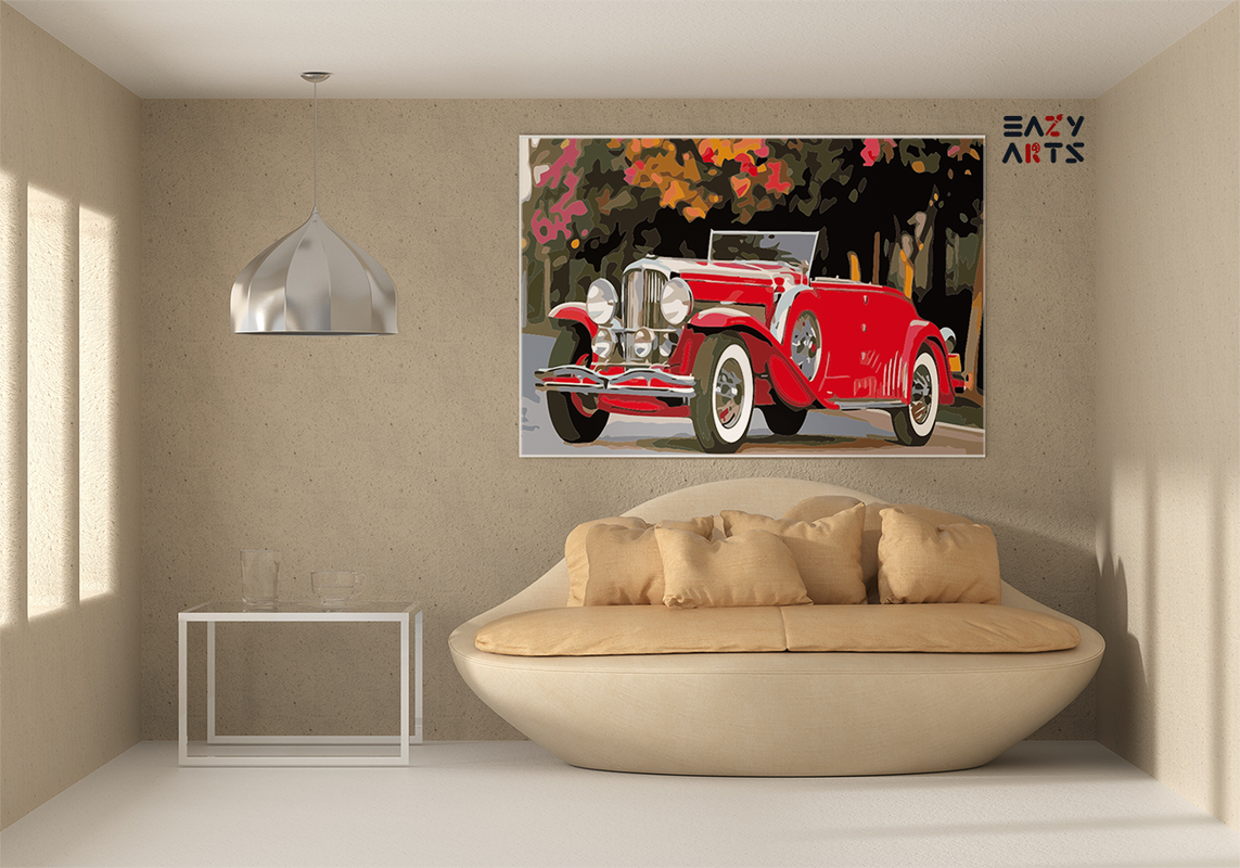 DIY Paint by numbers kit - Classic Red Roadster Paint by Numbers Kit