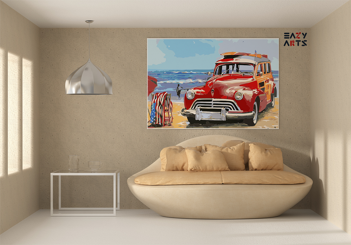 DIY Paint by numbers kit - Retro Beach Cruiser Paint by Numbers Kit