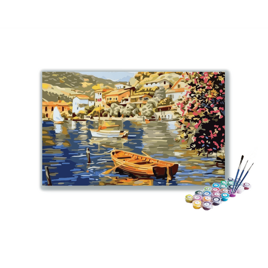 DIY Painting Kit -Serene Mediterranean Harbor Paint by Numbers Kit