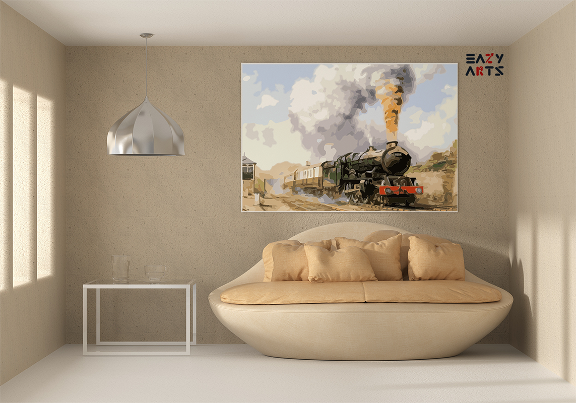 DIY Paint by numbers kit - Historic Steam Train Journey Paint by Numbers Kit