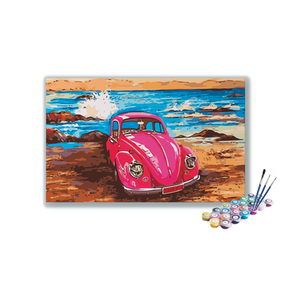 DIY Painting Kit -Beachside Pink Beetle Paint by Numbers Kit