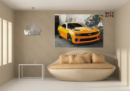DIY Paint by numbers kit - Muscle Car Power: Yellow Camaro Paint by Numbers Kit