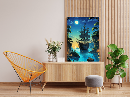 DIY Paint by numbers kit - Moonlit Pirate Cove Paint by Numbers Kit