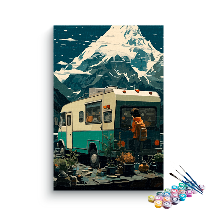 DIY Painting Kit -Mountain Adventure Camper Van Paint by Numbers Kit
