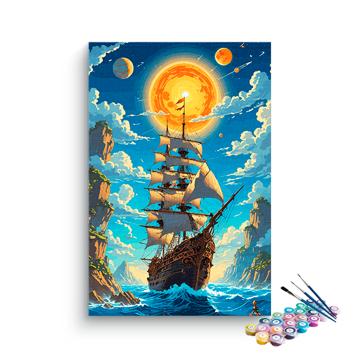 DIY Painting Kit -Celestial Voyage Tall Ship Paint by Numbers Kit