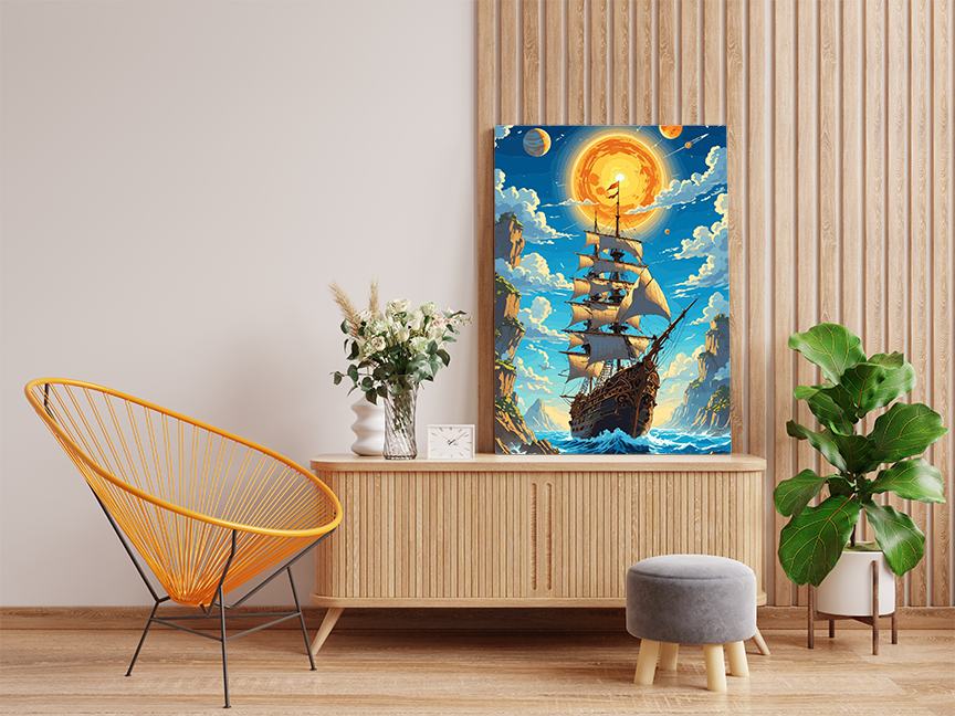 DIY Paint by numbers kit - Celestial Voyage Tall Ship Paint by Numbers Kit