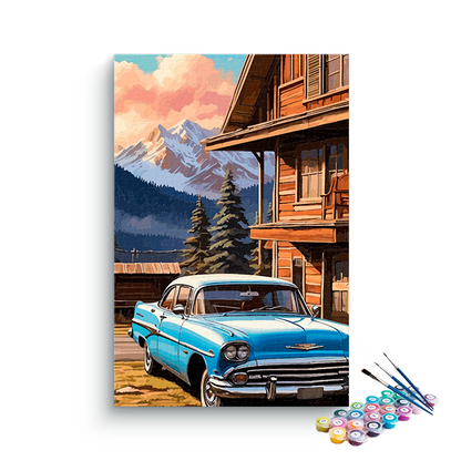DIY Painting Kit -Mountain Lodge Classic Car Paint by Numbers Kit