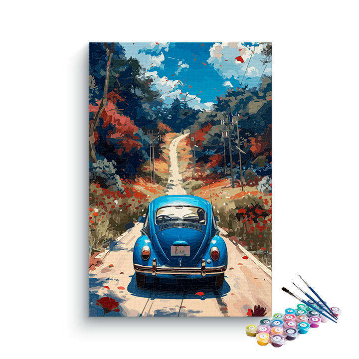 DIY Painting Kit -Blue Beetle Autumn Drive Paint by Numbers Kit