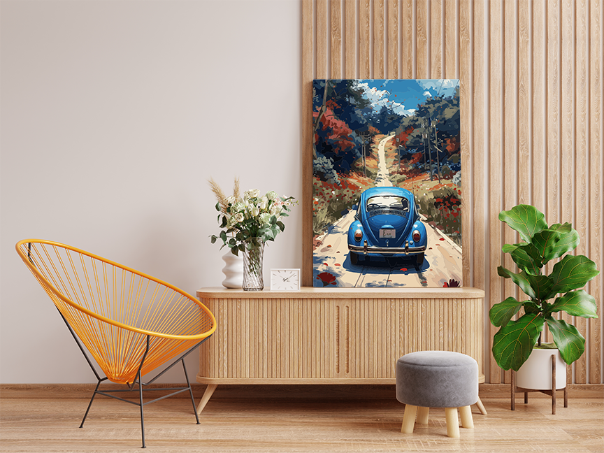 DIY Paint by numbers kit - Blue Beetle Autumn Drive Paint by Numbers Kit