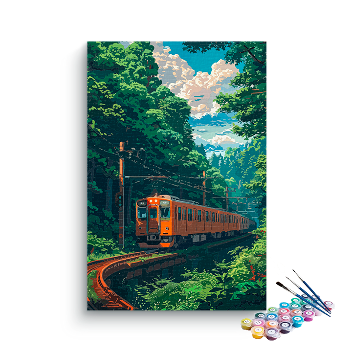 DIY Painting Kit -Forest Railway Journey Paint by Numbers Kit