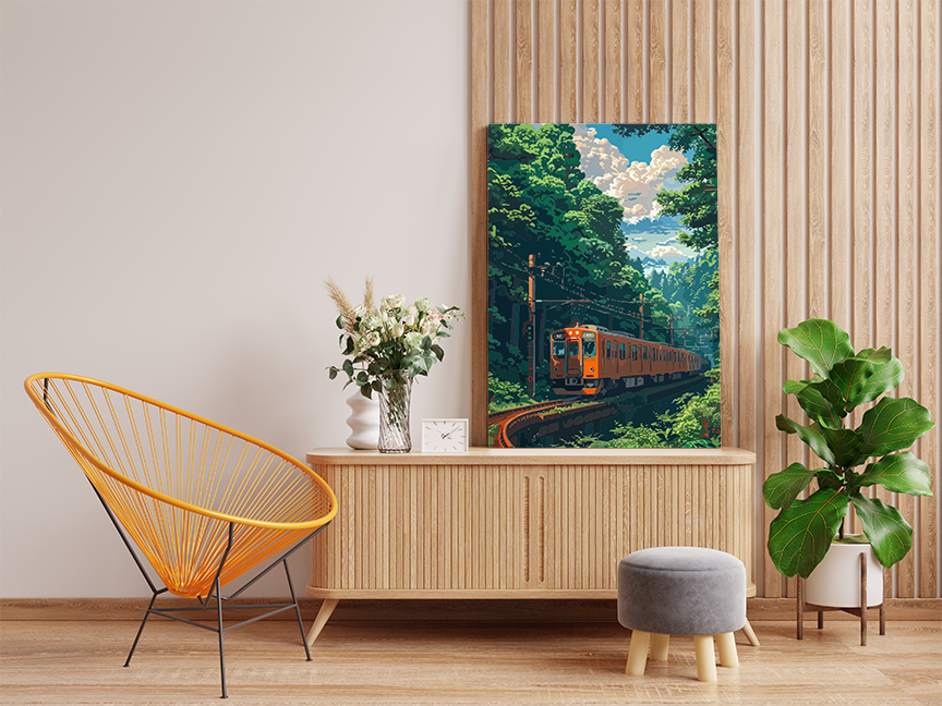 DIY Paint by numbers kit - Forest Railway Journey Paint by Numbers Kit