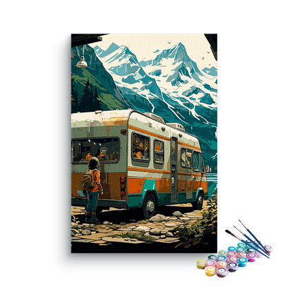 DIY Painting Kit -Mountain Adventure Camper Van Paint by Numbers Kit