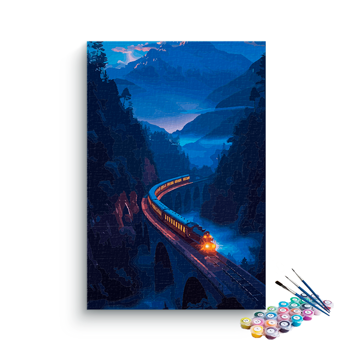 DIY Painting Kit -Midnight Express: Mountain Train Journey Paint by Numbers Kit