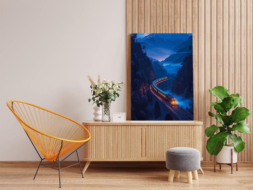 DIY Paint by numbers kit - Midnight Express: Mountain Train Journey Paint by Numbers Kit