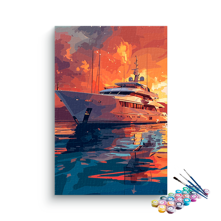 DIY Painting Kit -Luxurious Sunset Yacht Paint by Numbers Kit