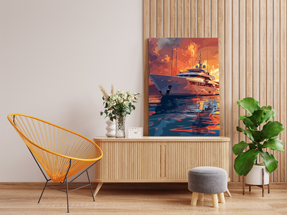 DIY Paint by numbers kit - Luxurious Sunset Yacht Paint by Numbers Kit