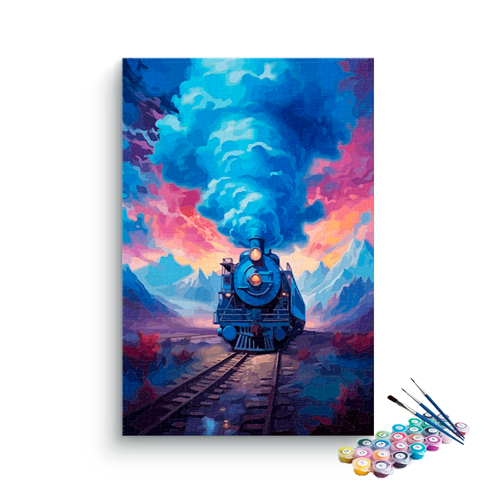 DIY Painting Kit -Twilight Steam Train Paint by Numbers Kit