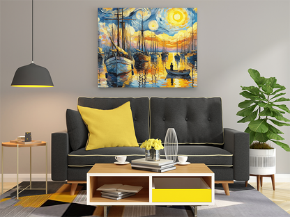 DIY Paint by numbers kit - Starry Night Harbor Paint by Numbers Kit
