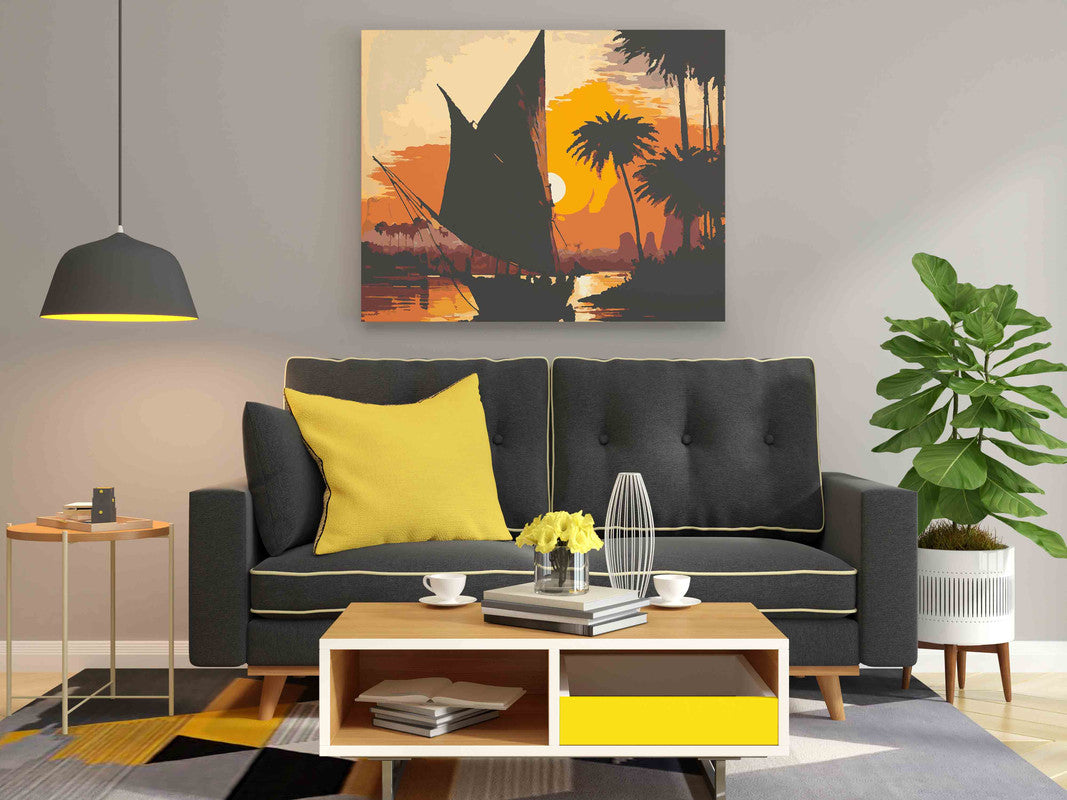 DIY Paint by numbers kit - Sailboat Sunset Serenity Paint by Numbers Kit